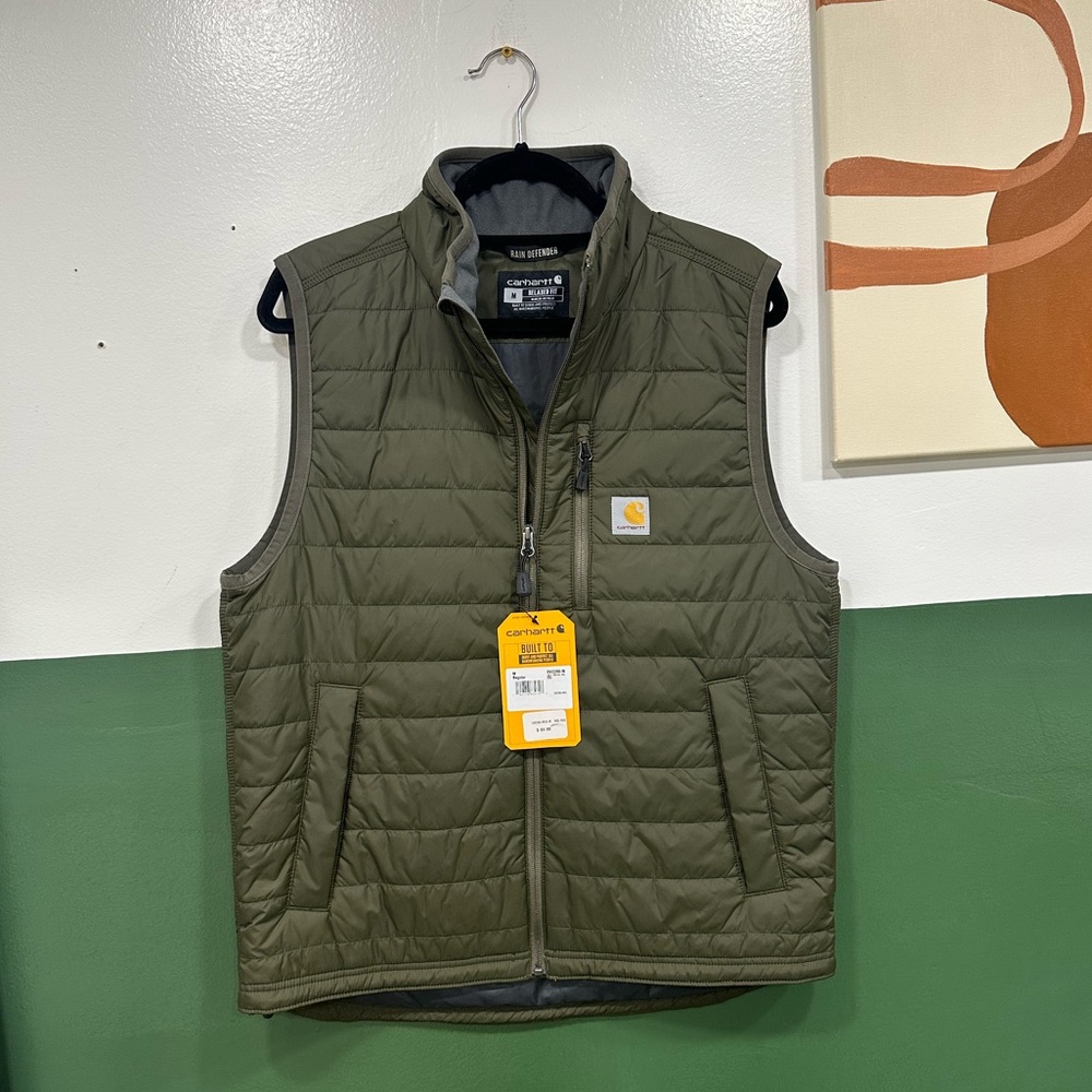 NWT Carhartt Rain Defender Insulated Vest Relaxed Fit Moss Green Size M